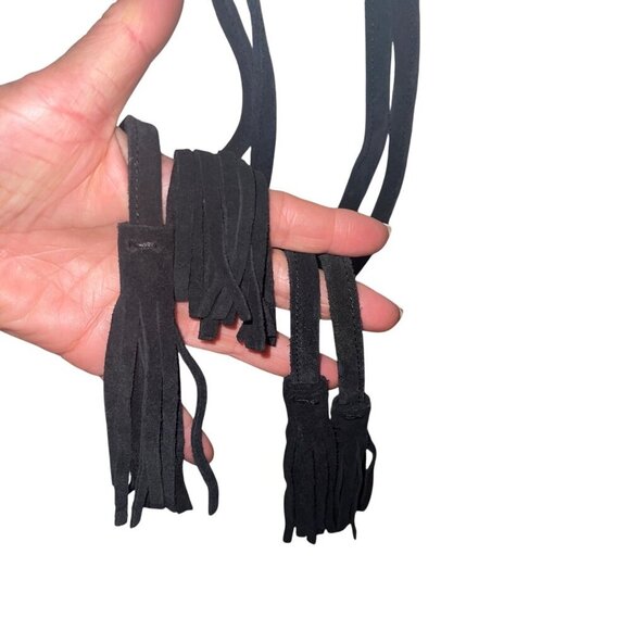 Maje Womens Belt One Size Black Anoushka  Self Wrap Velvet Suede Tassels main image 9